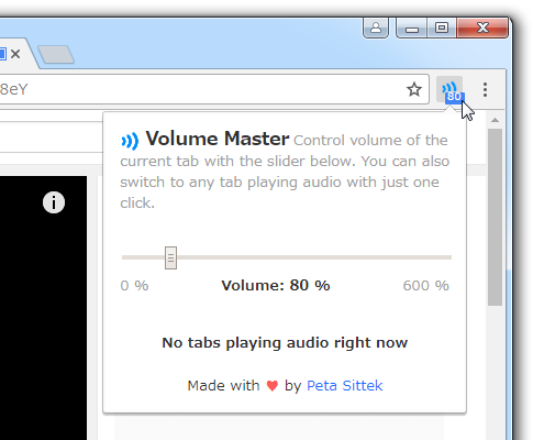 Google Chrome 上で 音量をタブごとに調整できるようにする拡張機能 Volume Master Giga 無料通信