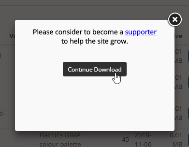 ポップアップが表示されるので、「Continue download」ボタンをクリックする