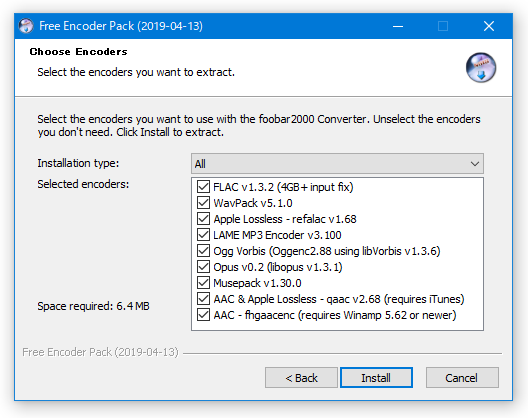 foobar2000 Free Encoder Pack