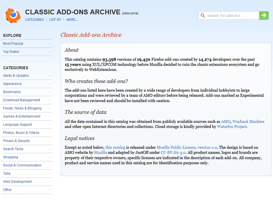 Classic Add-ons Archive