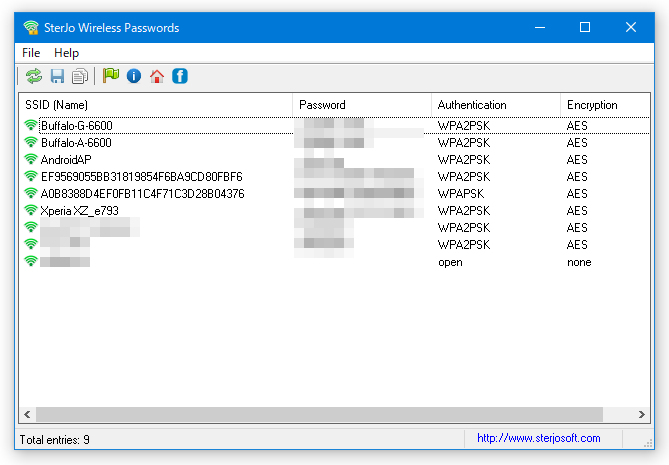 SterJo Wireless Passwords