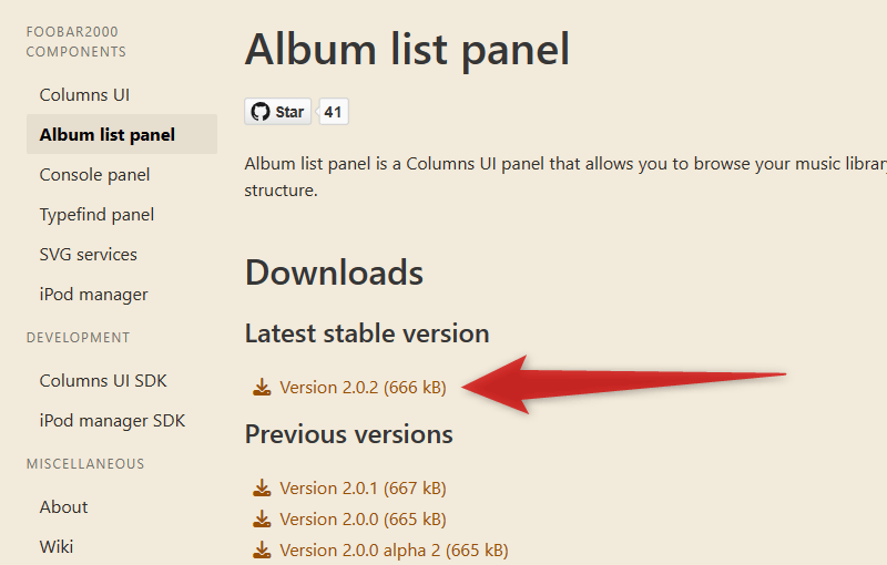 アルバムリストパネルを配置したい場合は、「Album list panel」もダウンロードしておく