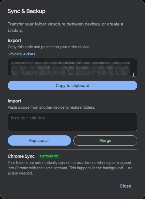 フォルダ分け内容をエクスポート / インポート することも可能