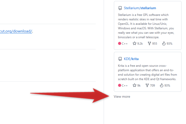 「View more」というテキストをクリックする